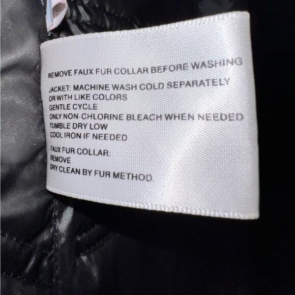 Kenneth Cole I Love New York Faux Fur Lined Coat size Large Black Puffy Jacket - Picture 11 of 14